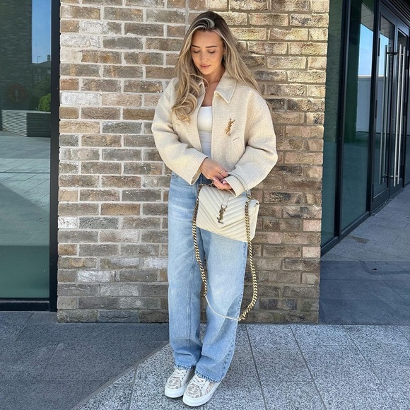 Zara Ecru Textured Weave Bomber Jacket - Picture 9 of 17